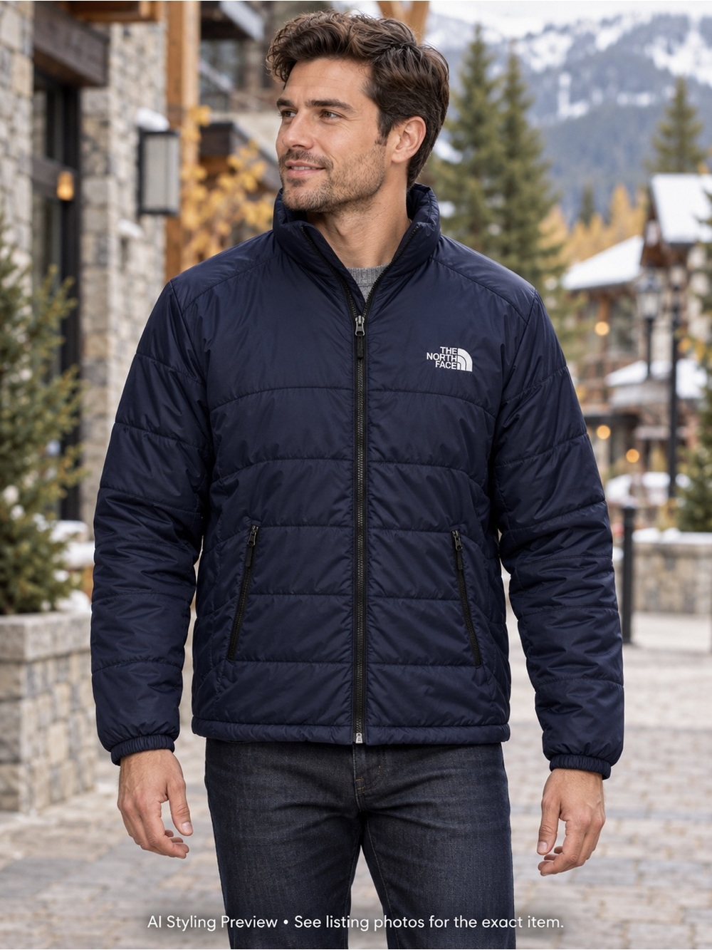 The North Face Men’s M Navy Insulated Puffer Jacket Full Zip Gorpcore